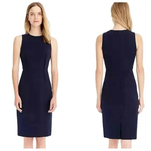 J.Crew  Sleeveless Sheath Dress Blue Bi Stretch Cotton Business Casual Knee 4