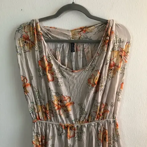 Free People  Top Floral Sleeveless Cowl Neck Tank Top Tee Sz M GUC Babydoll Style