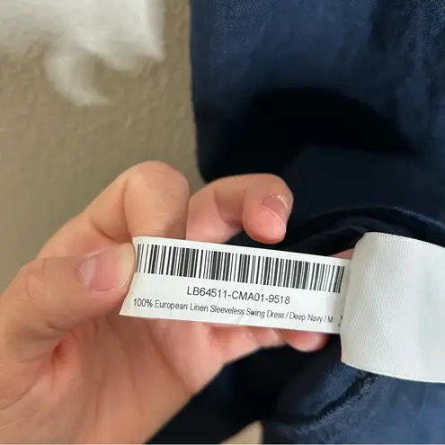 Quince 100% European Linen Sleeveless Swing Dress in Deep Navy medium