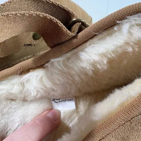 EvellyHootd Faux Suede Sheepskin Platform Clog Slipper Shoes Hard Bottom Lounge Brown Size 8