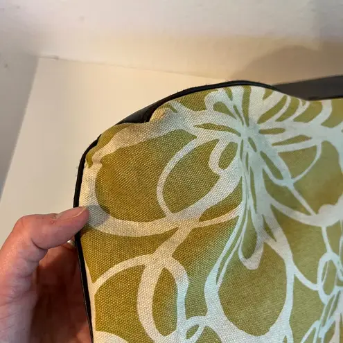 Large Yellow Retro Floral Beach Summer Brown Vegan Leather Trim Tote Bag