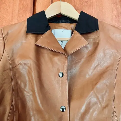 Frame Leather Jacket Snap Front Brown Size Small