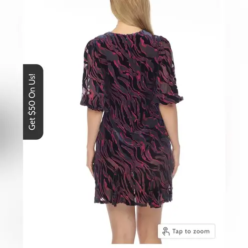 Johnny Was  Love Aphrodite Short Sleeve Crushed Velvet Mini Dress Size S