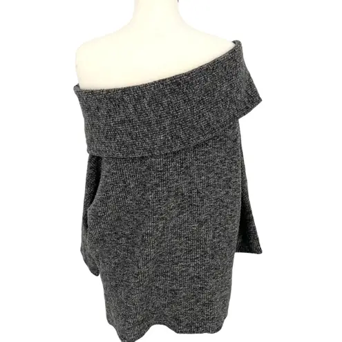 Bobi Los Angeles Off-Shoulder Half Sleeve Knit Top Charcoal Gray Size Medium