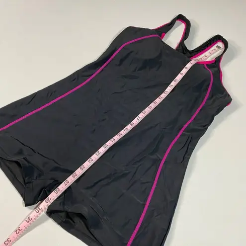 Womens XL Black & Pink Racerback Boy Shorts Swimsuit