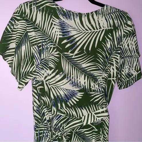 Cupshe  M Wrap Dress Midi Green Tropical Leaf Print Casual