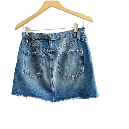Frame Bales Road Denim Mini Skirt Y2K Distressed Hem Size 27 Grunge Bohemian