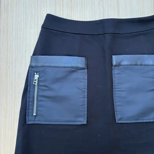 STAUD Saffron vegan leather-paneled stretch knit skirt size S small