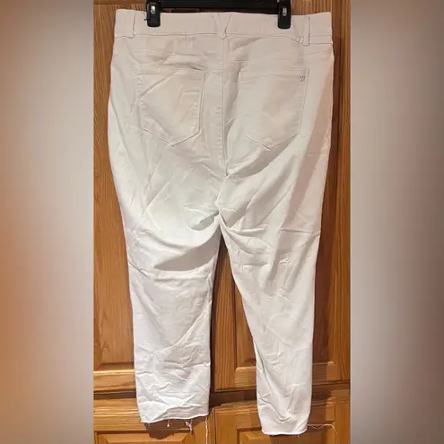 Wit & Wisdom 'Ab'Solution CoolMax High Waist Raw Hem Skinny Jeans White Size 18W