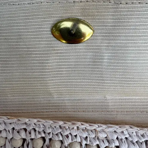 VTG Barbara Lee Purse Cream Beaded Rattan Straw Clutch Small Made in Italy