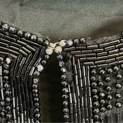 Scala Vintage Silk Beaded Jacket Formal Black Long Sleeves Large Flaws Black Tie