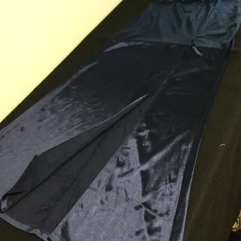 Strapless Navy Blue Satin Formal Dress Gown Slit Sexy Elegant Party Cocktail Size XL