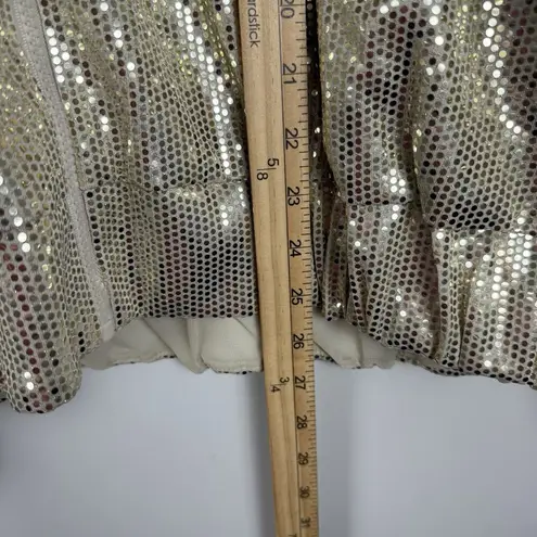 Serra Sequin Bomber Jacket Gold 90s Glam Aldi Tik Tok Viral Ladies Sz L Y2K NWT