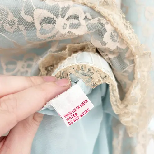 ODETTE BARSA Womens Vintage Coquette Blue Lace Bow Robe Duster Gown House Dress Size M