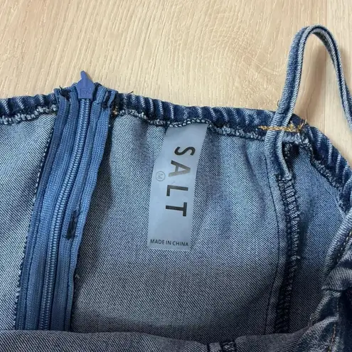 SALT Denim Mini Dress Studded Bustier Spaghetti Straps Blue Jean Party Grunge Size M