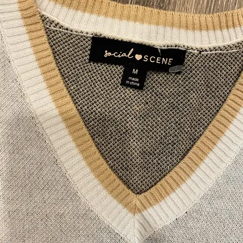 Y2k 90s cropped argyle hearts sweater vest preppy academia medium NEW NWT Gray