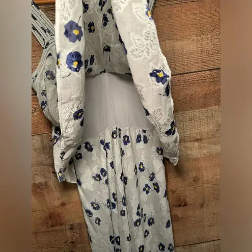 Derek Lam 🌻 10 Crosby Silk Tiered Midi Dress Lt Gray Women's sz 2 Floral Wedding