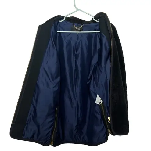 J.Crew  Plush Teddy Jacket Women’s Size XXS Black Zip Up Fleece Stand Collar