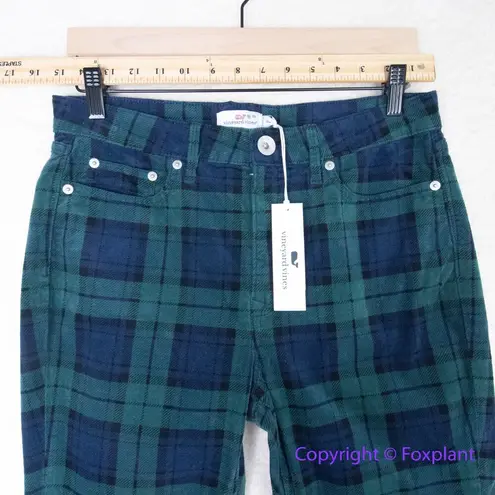 Vineyard Vines New!  green plaid high rise kick flare pants flannel Christmas, 29