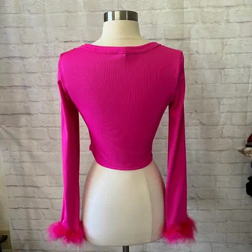 Boutique NEW Pink Feathered Cardigan