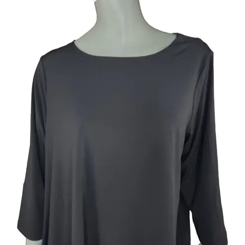 T Tahari  Womens XL 3/4 Sleeve Shirttail Hem Round Neck Blouse Slinky