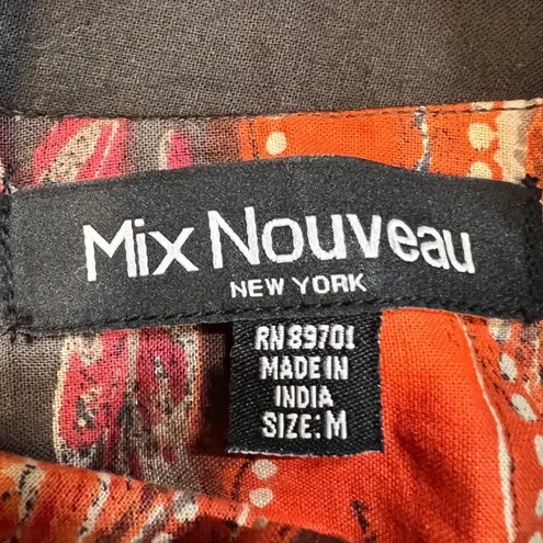 Vintage Mix Nouveau 100% Cotton Boho Patchwork Paisley Midi Skirt Red Black M Orange Size M