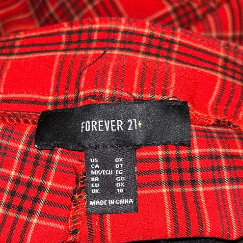 Forever 21  Red Plaid Boot Cut Pants