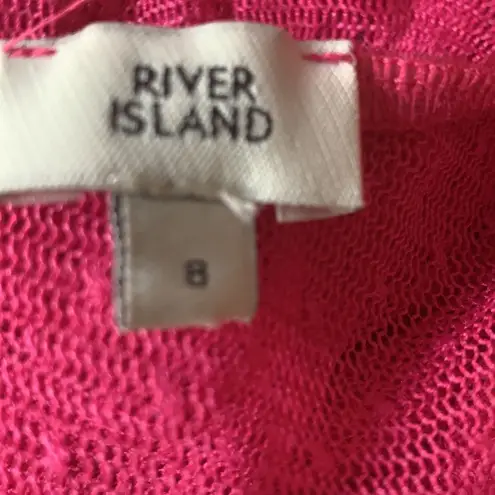 River Island Pink Sheer Puffed Sleeve Polka Dot Stretch Crop Top