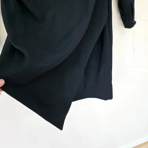 Giorgio Armani Le Collezioni Black Long Sleeves Ruched Wool Dress Womens Size 6