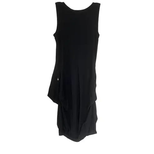 Marithe + Francois Girbaud Black Parachute Sleeveless Tank Dress Pockets Size 6