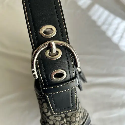 Coach   F10926 Vintage Soho Black Leather & Signature C Canvas Shoulder/Tote Bag