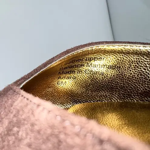 NWT Alfani Adara Umber Brown Suede Open Toe Heels Bronze Accents Ankle Strap 6