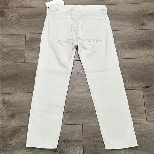 Vince  Union Slouch Cropped Corduroy Button Fly Straight Leg Pants Cream Size 0