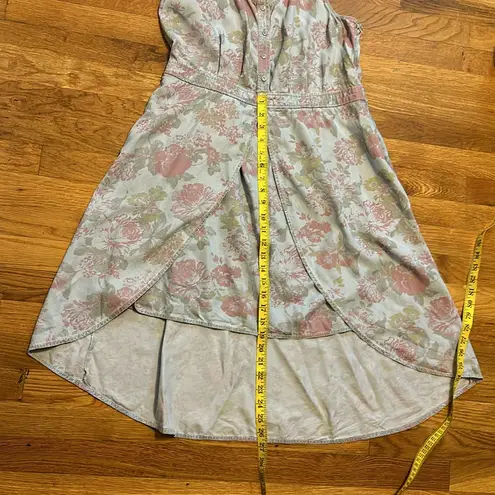 Hinge Women’s Large Retro Blue Pink Floral Flower Denim Jean Dress Shorts