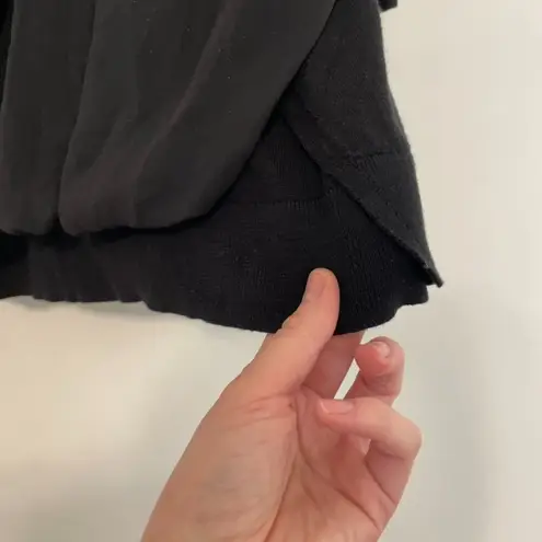 ALL SAINTS Taybar Sheer Cowl Knit Top Black Mixed Media 3/4 Sleeve M