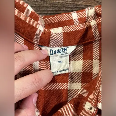 Duluth Trading Co. Orange Duster Flannel White Size M
