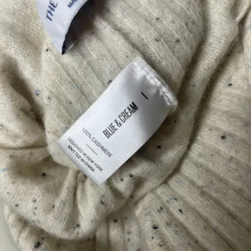 THE TILE CLUB BLUE CREAM CONFETTI SOPHIE WIDE LEG PANT ASPEN 100% cashmere XS