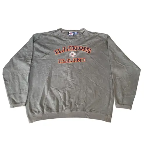 Vintage Varsity Athletics Gray Illinois Illini Men's Crewneck Sweatshirt Size XL