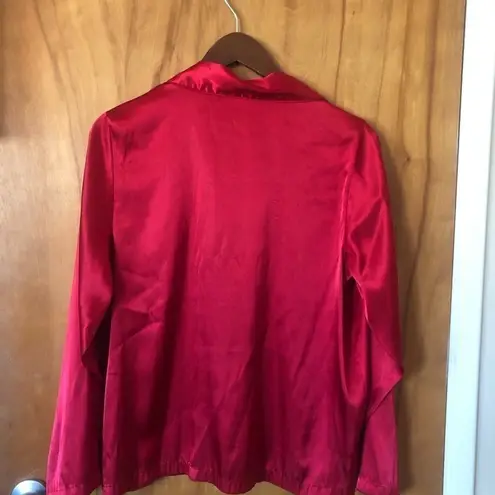 Gilligan O’malley Red Satin button down Pajama shirt Christmas Holiday blouse Size M