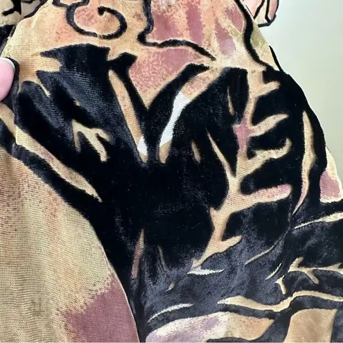 Velvet Burnout Black & Tan Floral Scarf