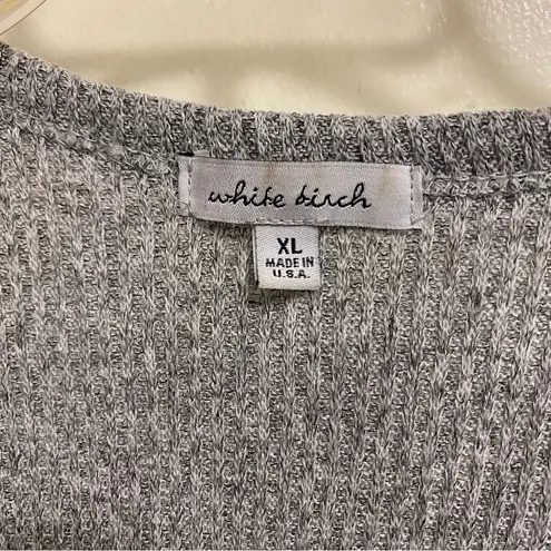 White Birch Womens Gray Cardigan Sweater XL Button Up Varsity Striped Sleeves - Image 2