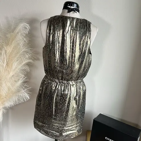 Ramy Brook Sleeveless Silk Gold Metallic Mini Dress