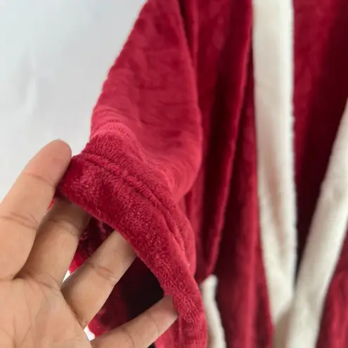 Charter Club Garnet Cozy Plush Wrap Robe Throw Red White Faux Fur Trim 50"x70"