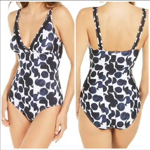 DKNY  Printed Mesh-Trim One-Piece Swimsuit Sz 18