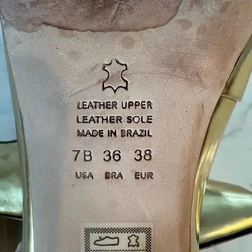 Kat Maconie gold mirror Maggie Mary Jane chunky heels Shoe Size 7 EUC