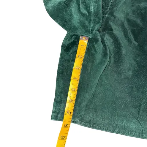 Winlit Vintage Green High Waisted Suede Leather Pleated Long Shorts Women’s 5/6