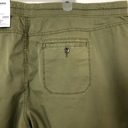 Sonoma  Capris Size 30W Womens Khaki Green Pull On Good For Life Relaxed Fit New