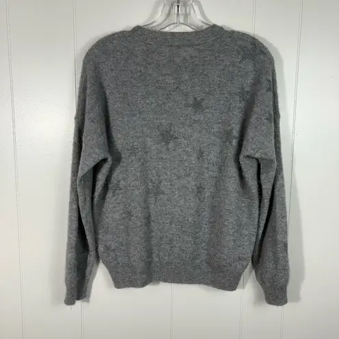 27 Miles 100% Cashmere Gray Silver Metallic Star Print Knit Sweater Small S