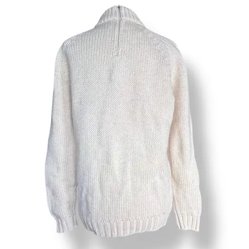 Vintage Tanni 100 Wool Cable Knit Sweater Leather Trim Made in Hong Kong Medium Tan