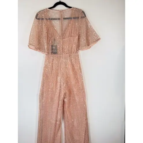 NBD NWT  x Naven Womens Jumpsuit Peach Camilla Overlay Sequin Sparkle Party 2XS - Image 10